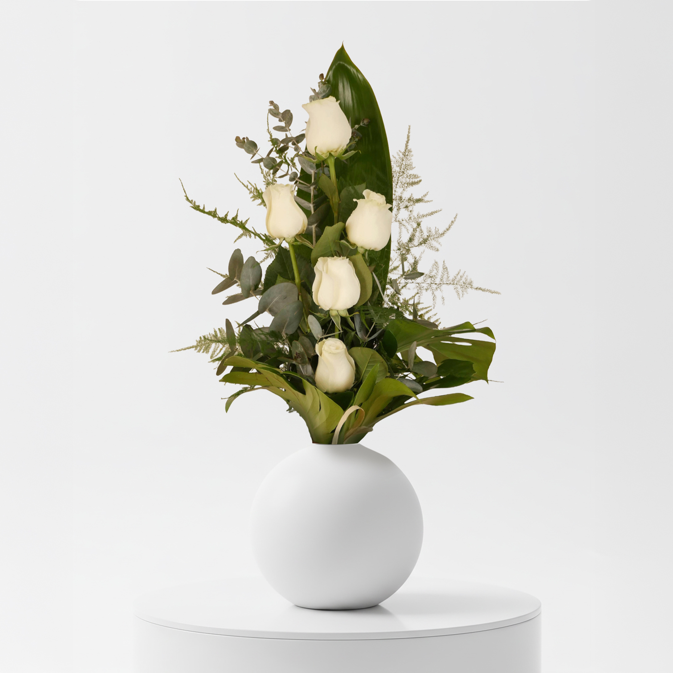 Bouquet 5 rosas blancas