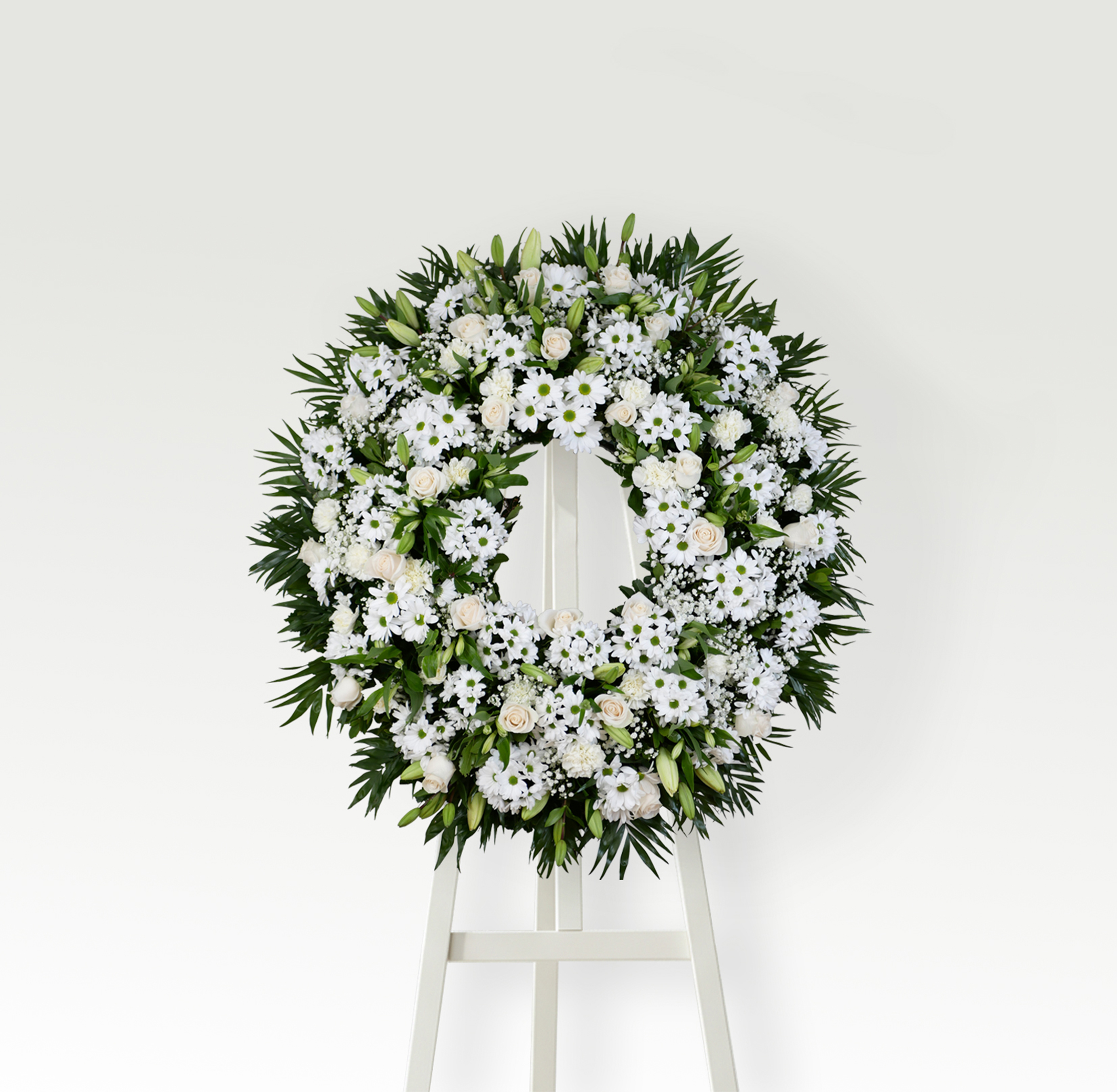 Corona de flores blancas premium