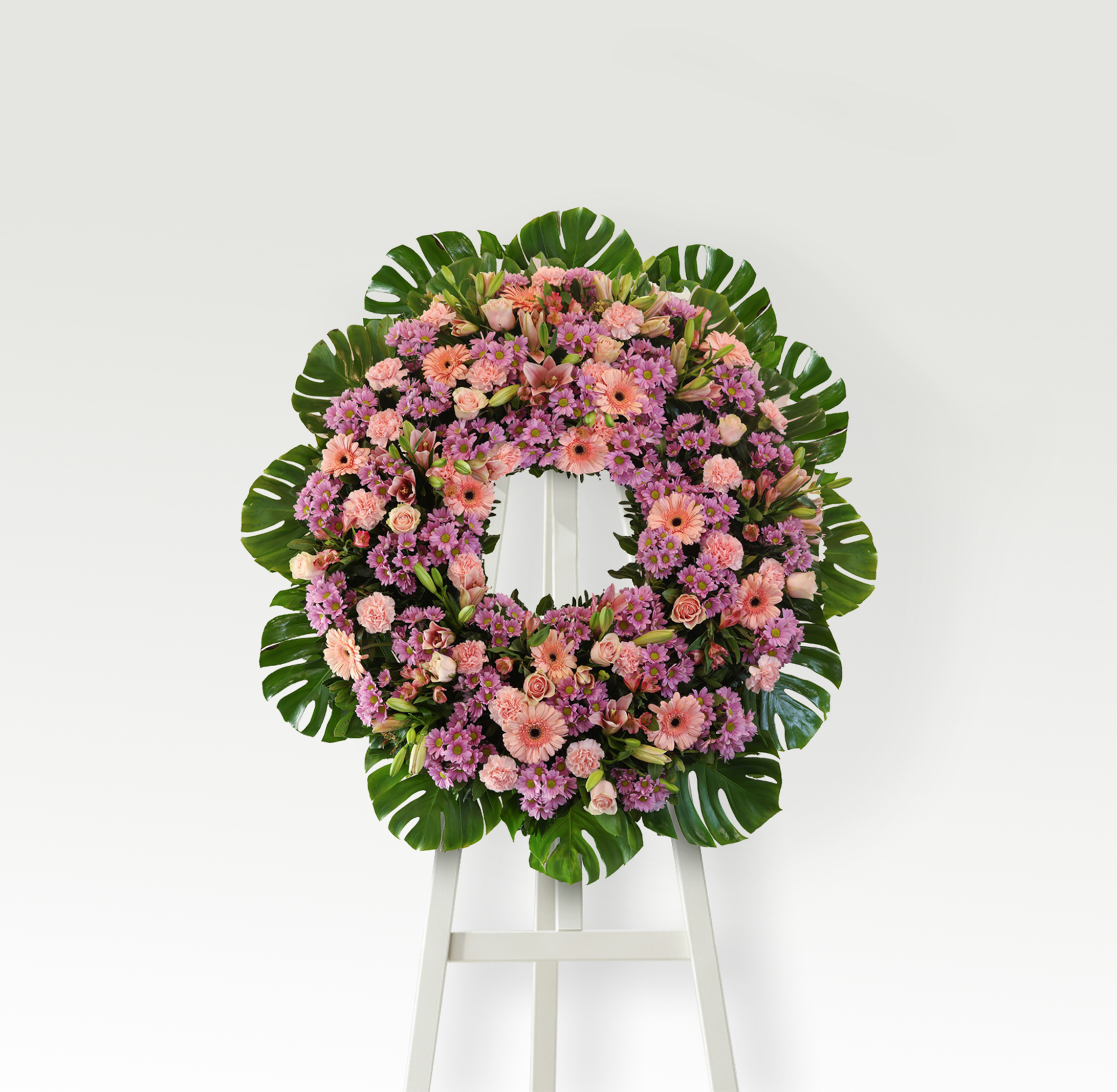 Corona de flor rosada premium