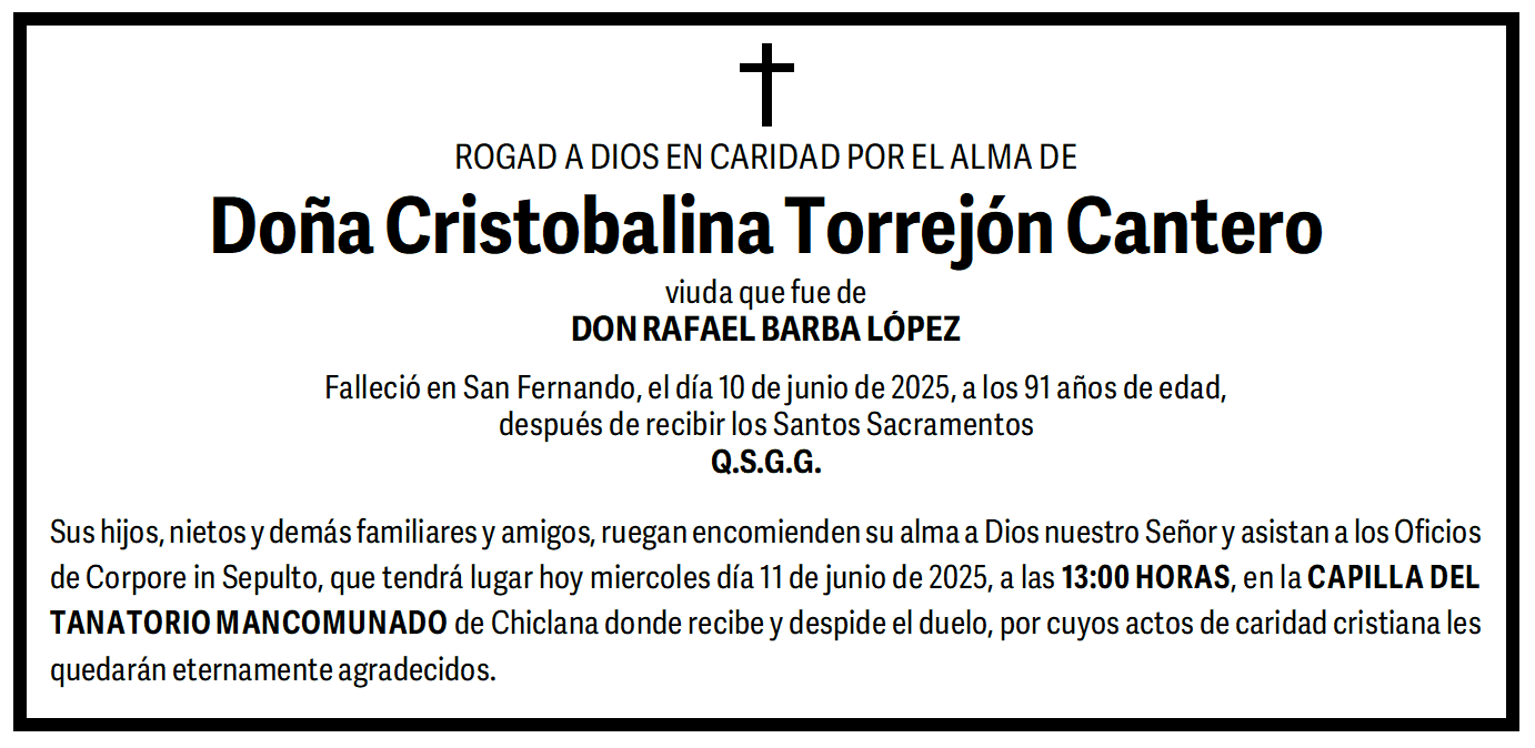 CRISTOBALINA TORREJON CANTERO | Cádiz