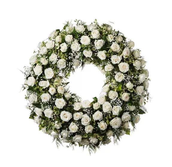 Corona de rosas blancas
