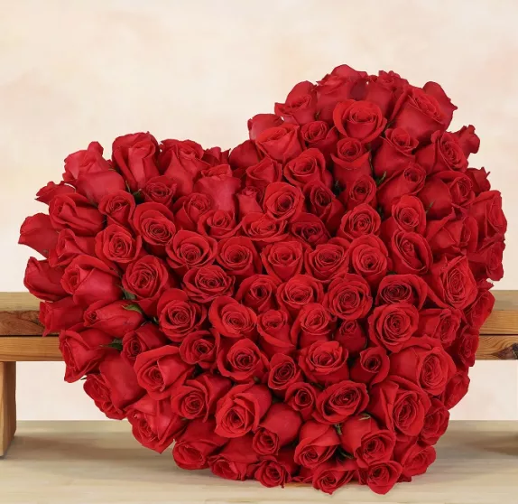 Corazón rosas rojas