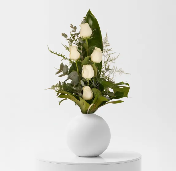 Bouquet 5 rosas blancas