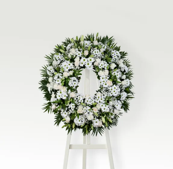 Corona de flores blancas premium