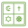 Icono en verde con los símbolos de cada religión