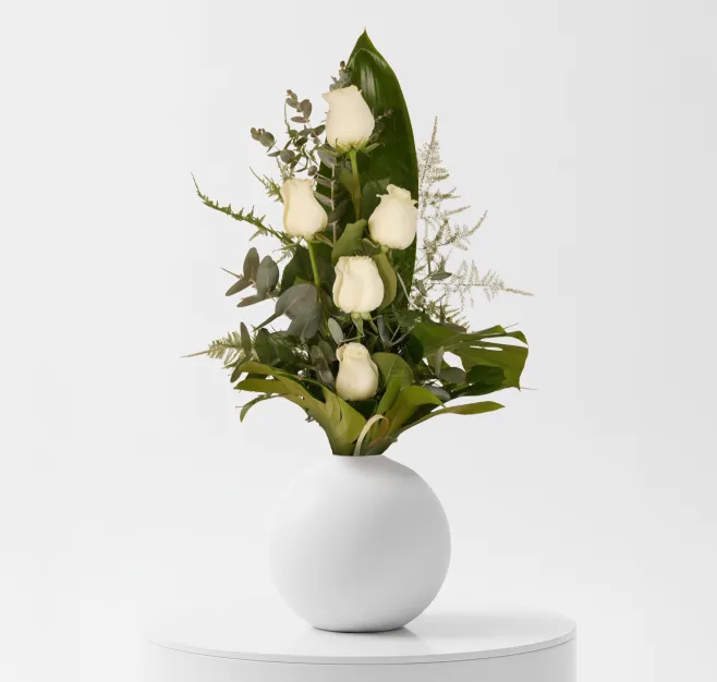 Bouquet 5 rosas blancas