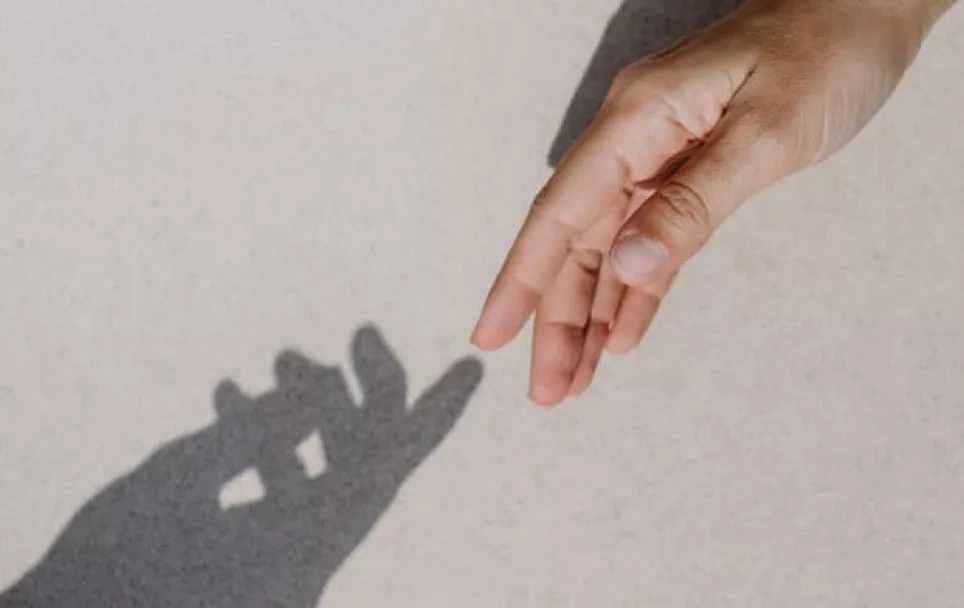 La sombra de la mano sobre la pared